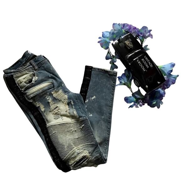 Preme NWOT Medium Stone Wash Distressed Skinny Jean Men 32 - Picture 1 of 10